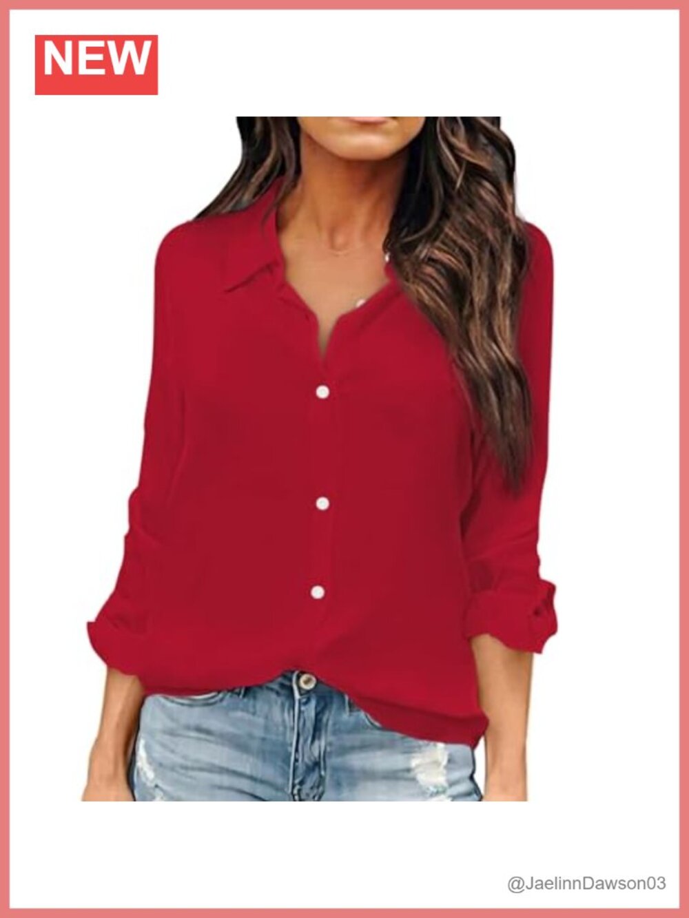 Women's Chiffon Button Down Shirt Long Sleeve V Neck Office Blouse